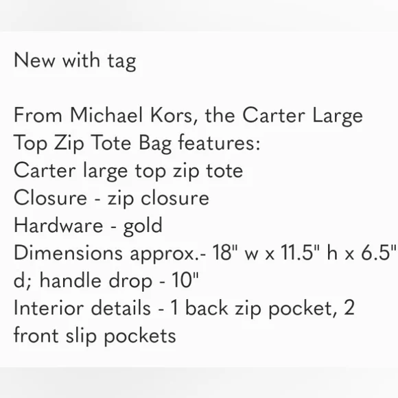 NWT Michael Kors Carter Large Top Zip Tote Bag Purse in Navy MK Logo Print - Picture 4 of 14